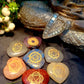 7 chakra stones set stone Guide and bag , hand carved, heart/ oval  shaped