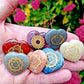 7 chakra stones set stone Guide and bag , hand carved, heart/ oval  shaped